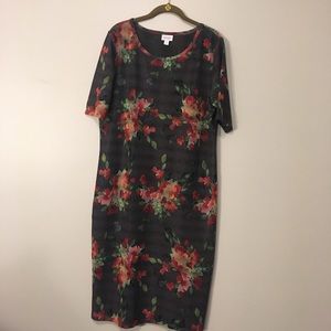 Lularoe Gray Floral Julia Dress - 2XL